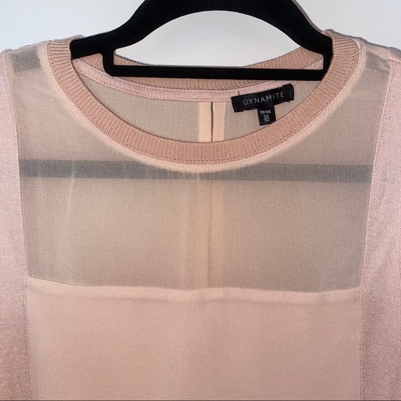 🌴 DYNAMITE Blush Pink tank-top with Mesh 🌴 - Picture 2 of 3